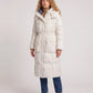 Long Hooded Puffer Jacket with Elasticated Waist