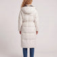 Long Hooded Puffer Jacket with Elasticated Waist