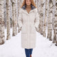 Long Hooded Puffer Jacket with Elasticated Waist
