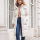 Long Hooded Puffer Jacket with Elasticated Waist