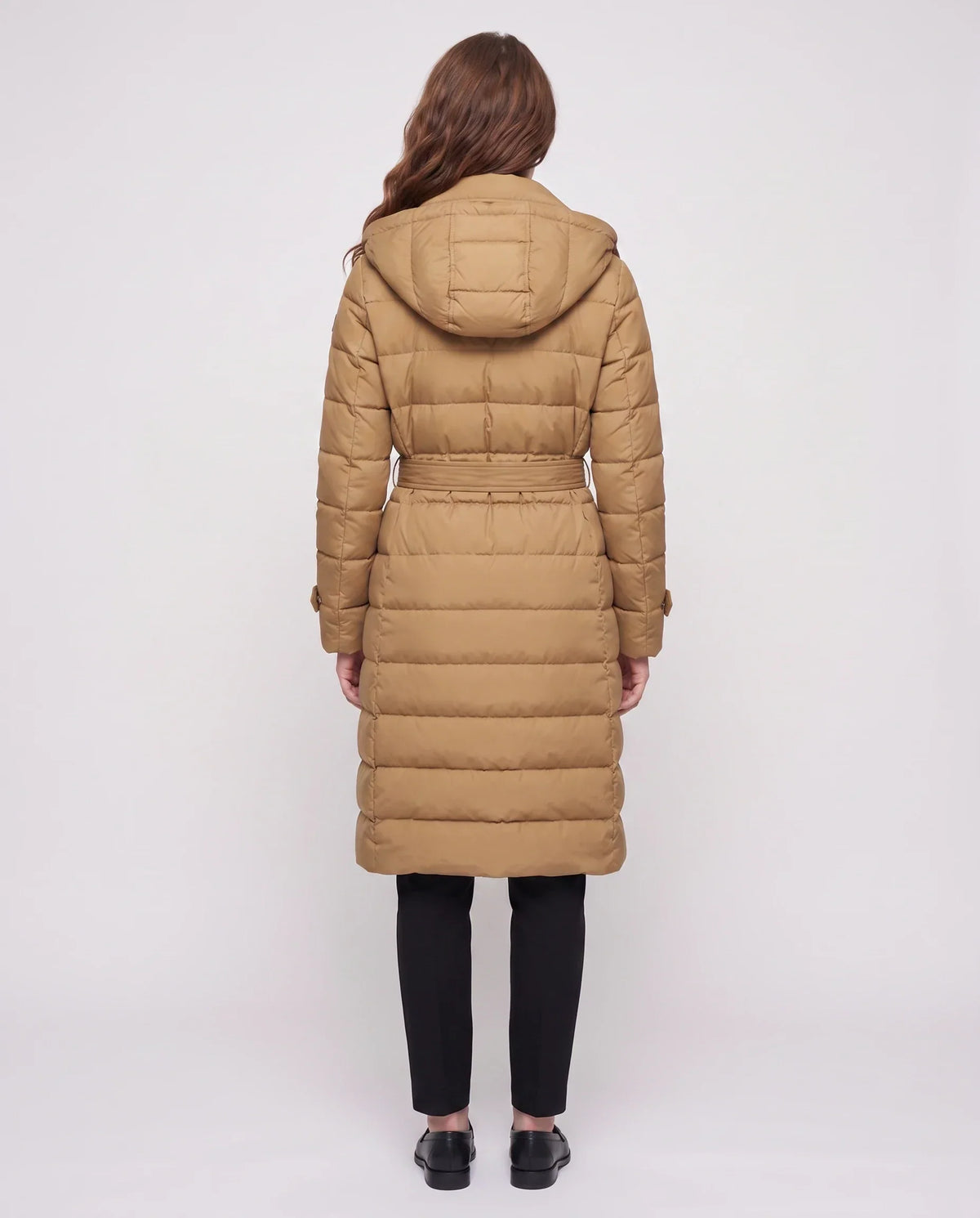 Long Trench-Style Puffer Jacket with Hood
