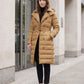 Long Trench-Style Puffer Jacket with Hood