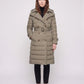 Long Trench-Style Puffer Jacket with Hood