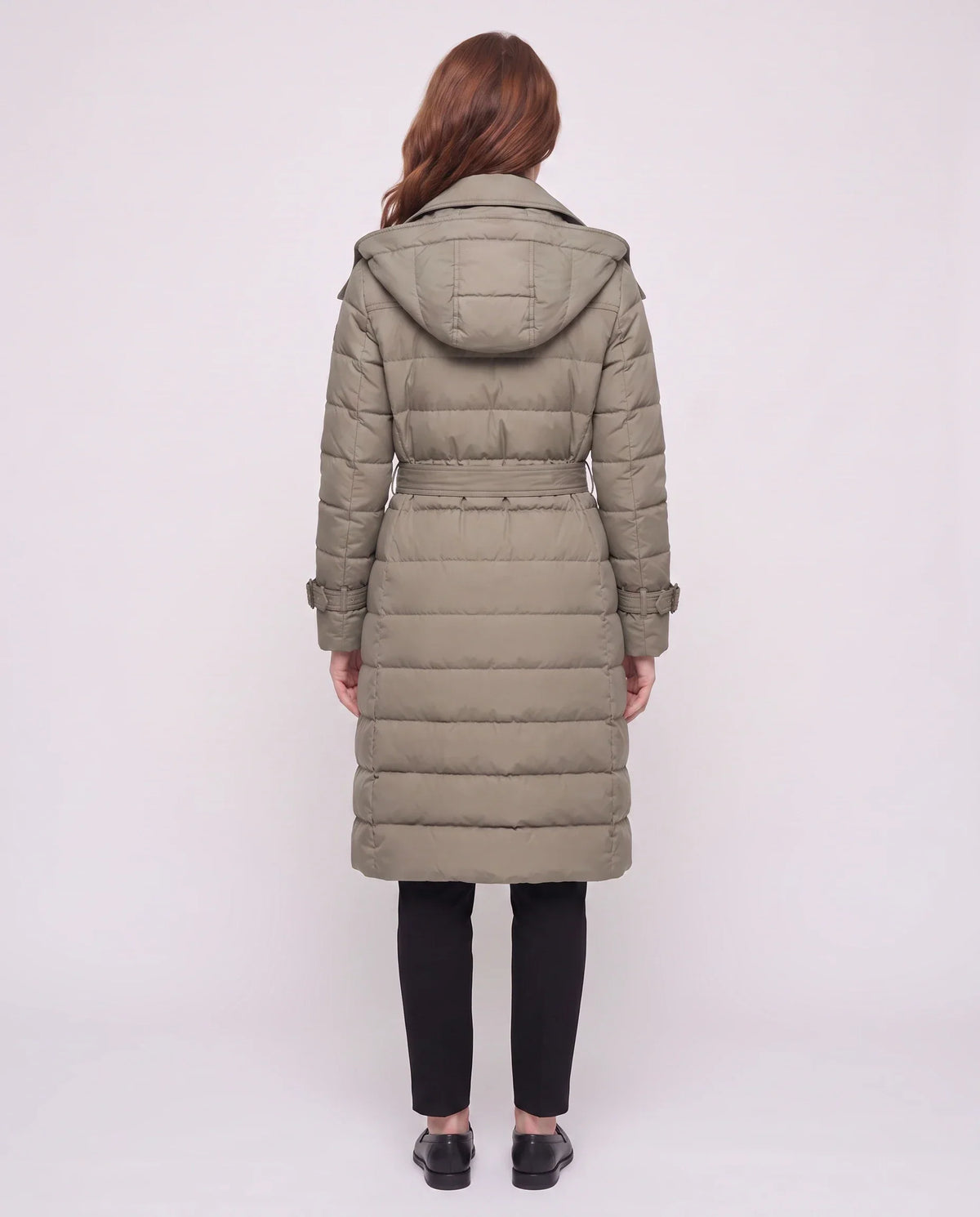 Long Trench-Style Puffer Jacket with Hood