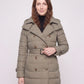 Long Trench-Style Puffer Jacket with Hood