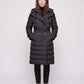 Long Trench-Style Puffer Jacket with Hood