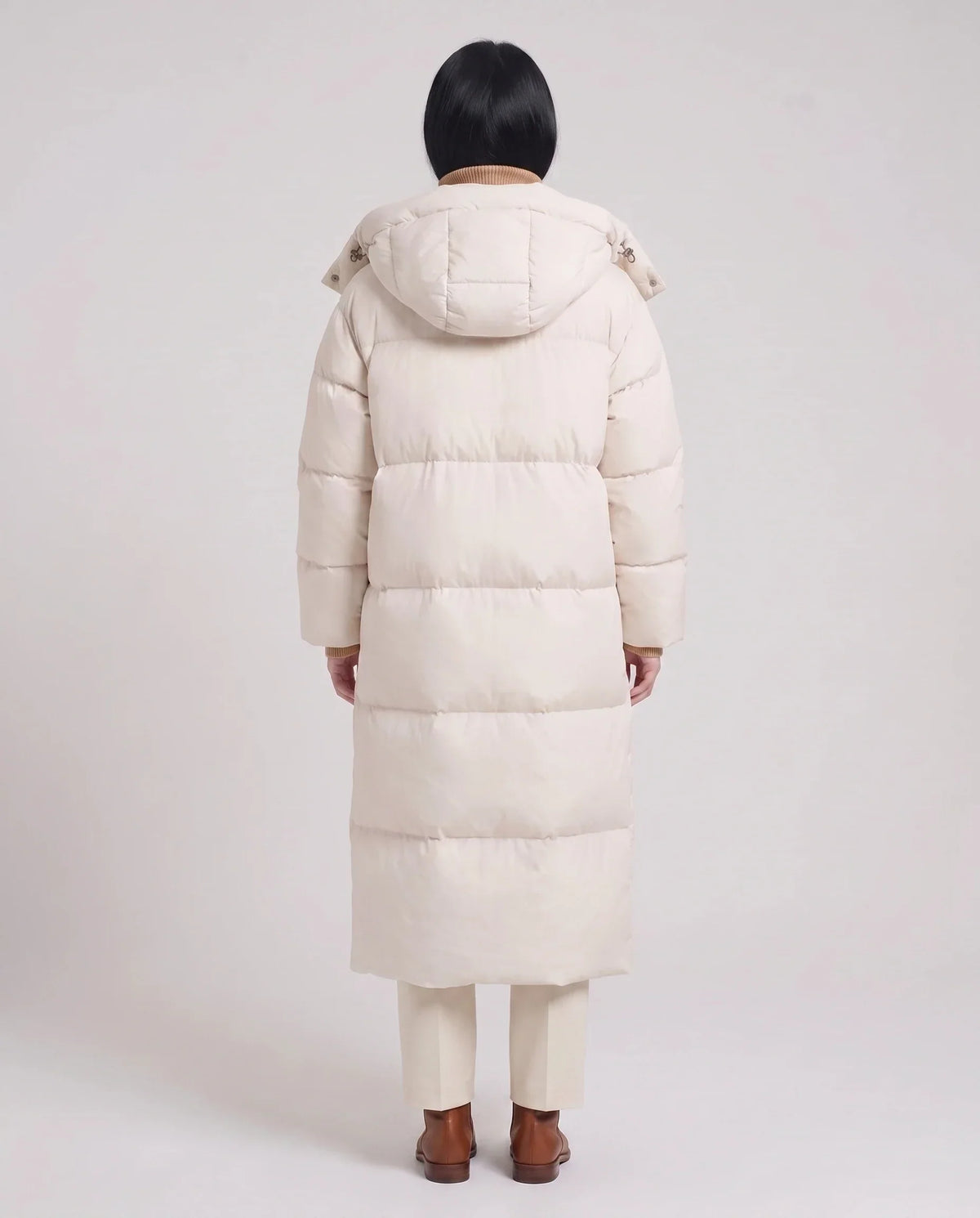 Maxi Oversized Hooded Puffer Jacket with Poppers