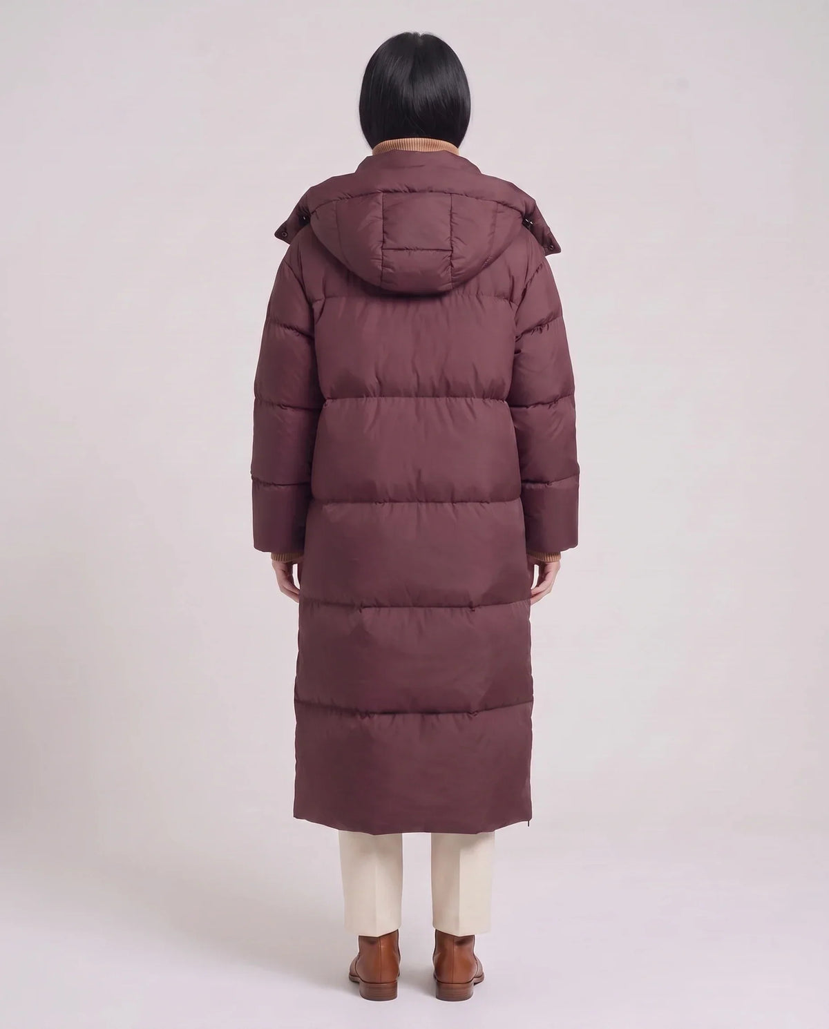 Maxi Oversized Hooded Puffer Jacket with Poppers
