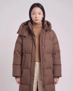 Maxi Oversized Hooded Puffer Jacket with Poppers