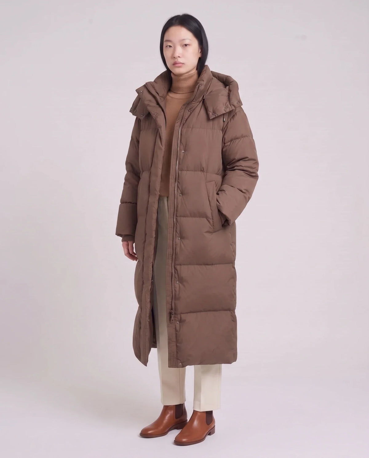 Maxi Oversized Hooded Puffer Jacket with Poppers