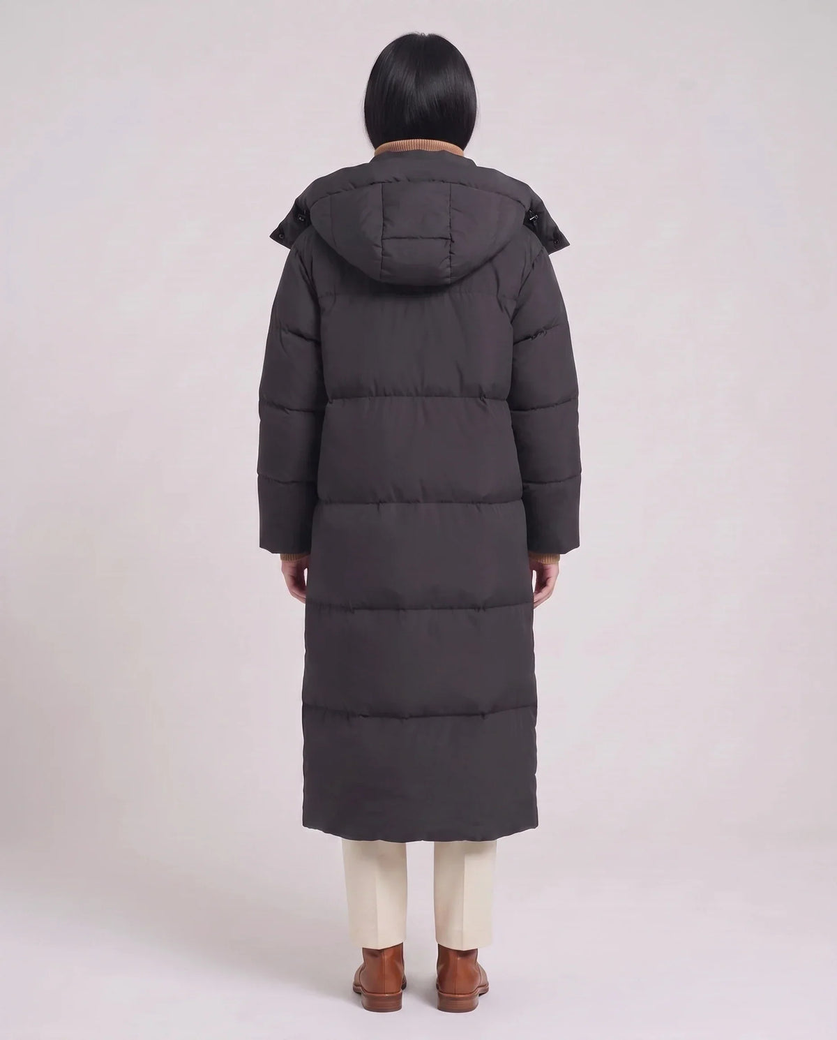 Maxi Oversized Hooded Puffer Jacket with Poppers