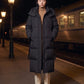 Maxi Oversized Hooded Puffer Jacket with Poppers