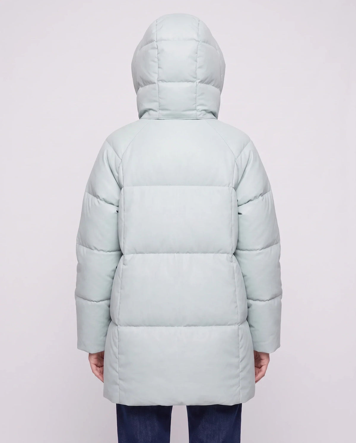 Mid-Length Puffer Jacket with Oversized Funnel Hood