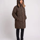 Mid-Length Hooded Puffer Jacket with Contrast Lining