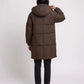 Mid-Length Hooded Puffer Jacket with Contrast Lining
