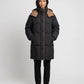 Mid-Length Hooded Puffer Jacket with Contrast Lining