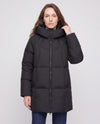 Mid-Length Puffer Jacket with Oversized Funnel Hood