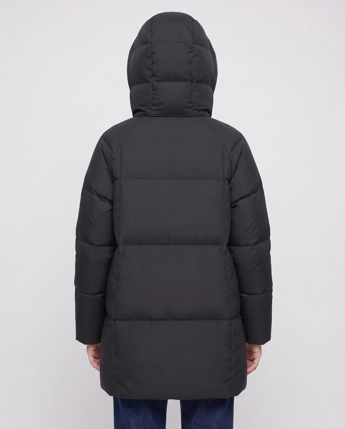 Mid-Length Puffer Jacket with Oversized Funnel Hood