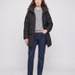 Mid-Length Puffer Jacket with Oversized Funnel Hood