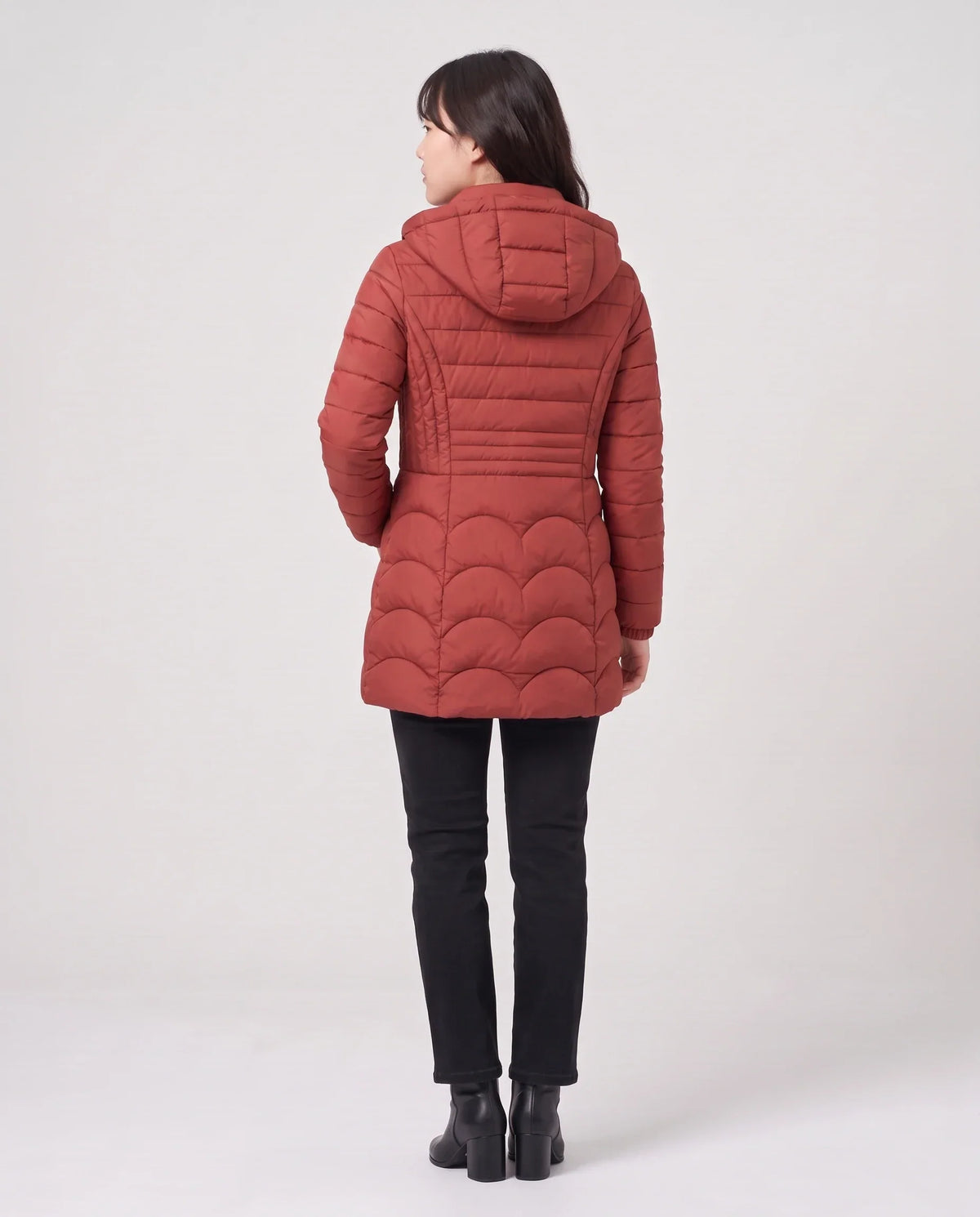 Fitted Mid-Length Hooded Puffer Jacket