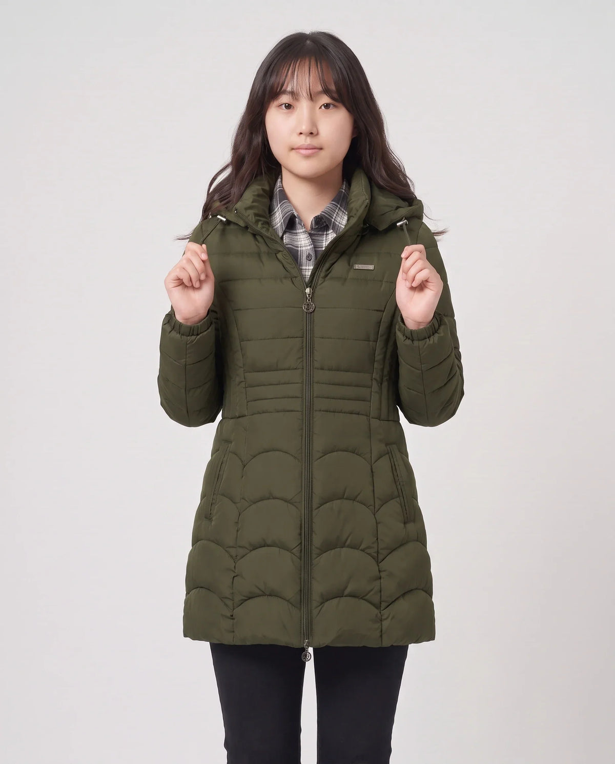 Fitted Mid-Length Hooded Puffer Jacket
