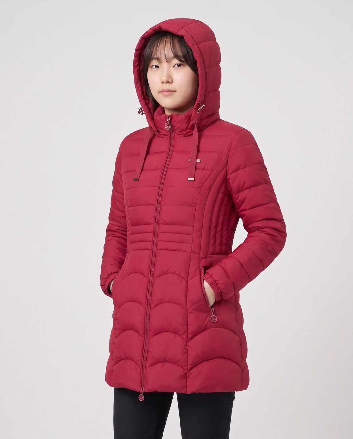 Fitted Mid-Length Hooded Puffer Jacket