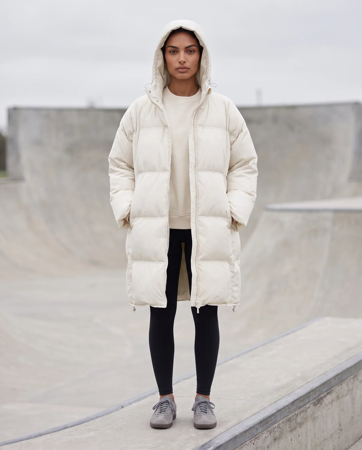 Oversized Mid-Length Hooded Puffer Jacket