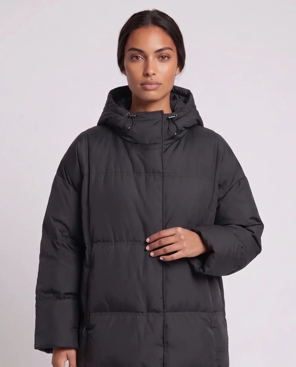Oversized Mid-Length Hooded Puffer Jacket