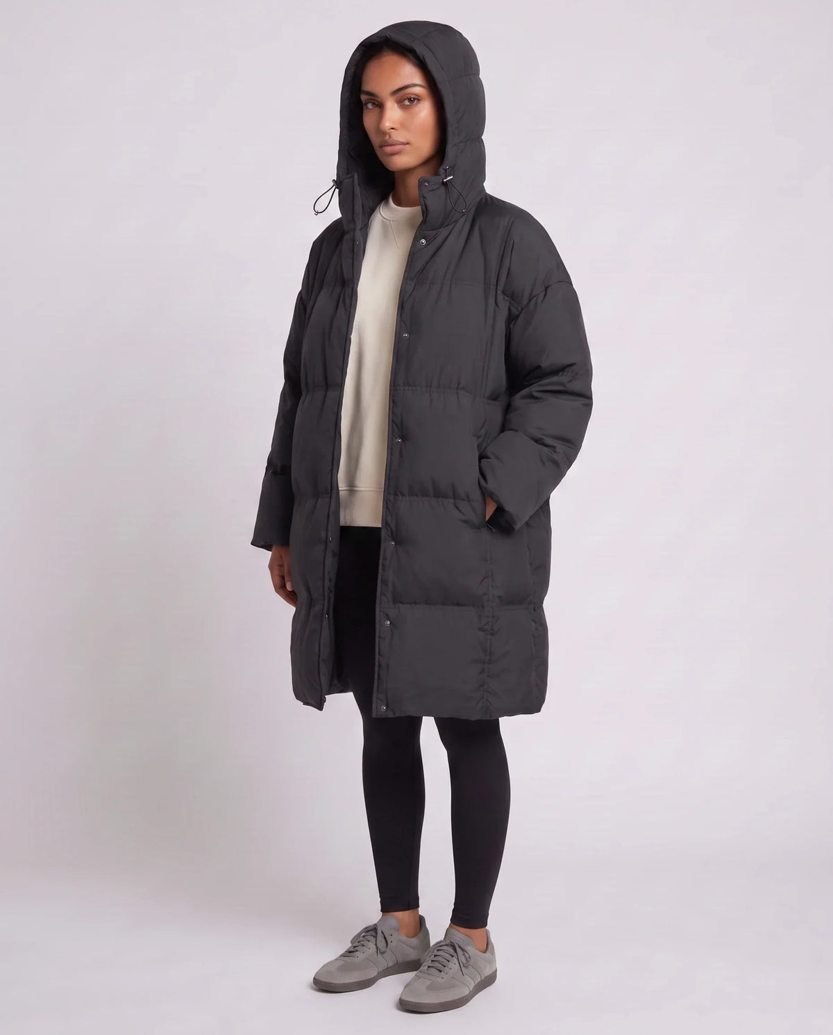 Oversized Mid-Length Hooded Puffer Jacket