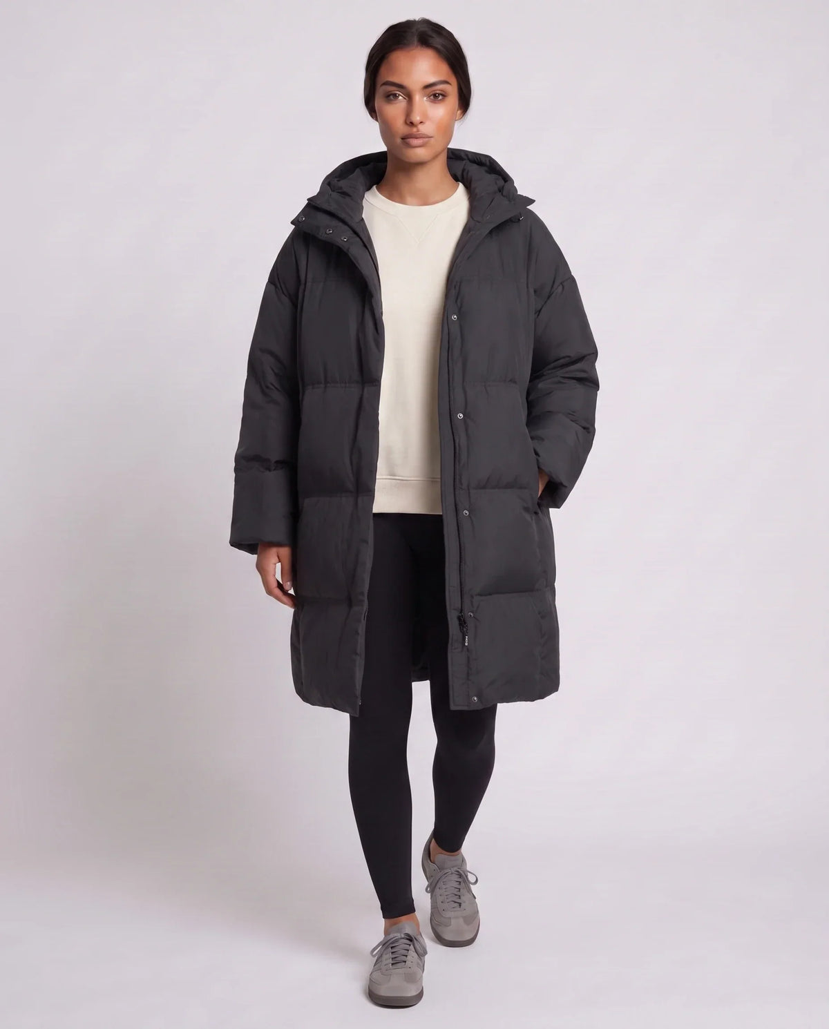 Oversized Mid-Length Hooded Puffer Jacket