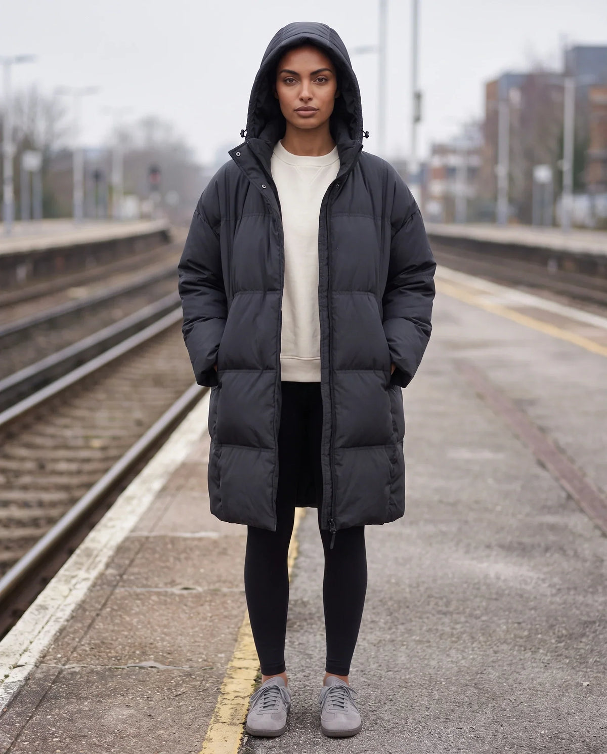 Oversized Mid-Length Hooded Puffer Jacket