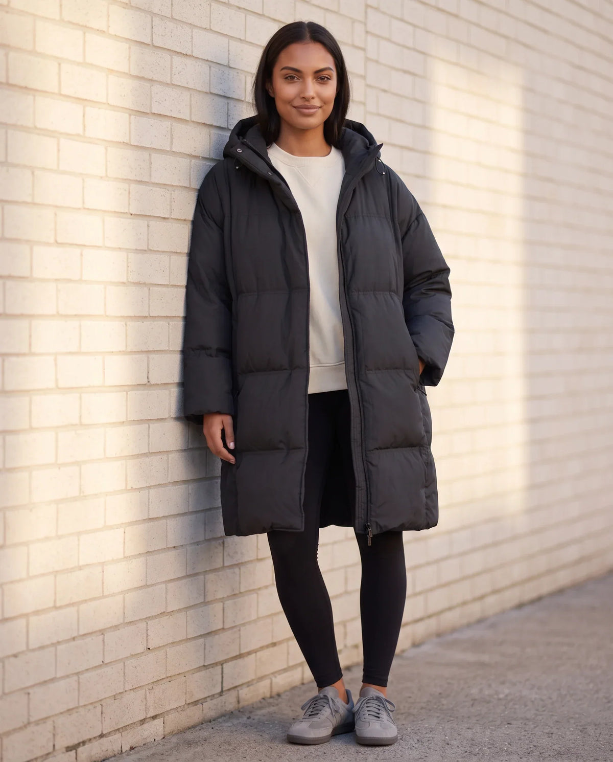 Oversized Mid-Length Hooded Puffer Jacket
