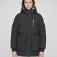 Mid-Length Parka-Style Puffer Jacket with Patch Pockets