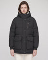 Mid-Length Parka-Style Puffer Jacket with Patch Pockets