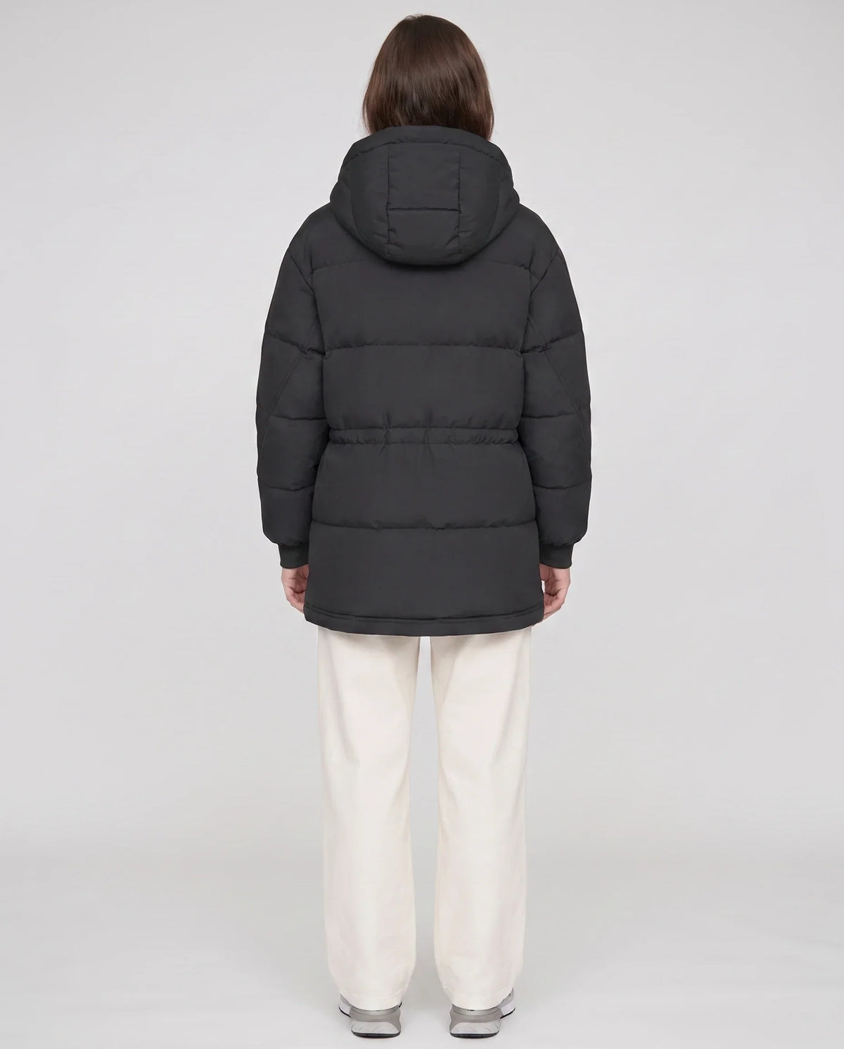 Mid-Length Parka-Style Puffer Jacket with Patch Pockets