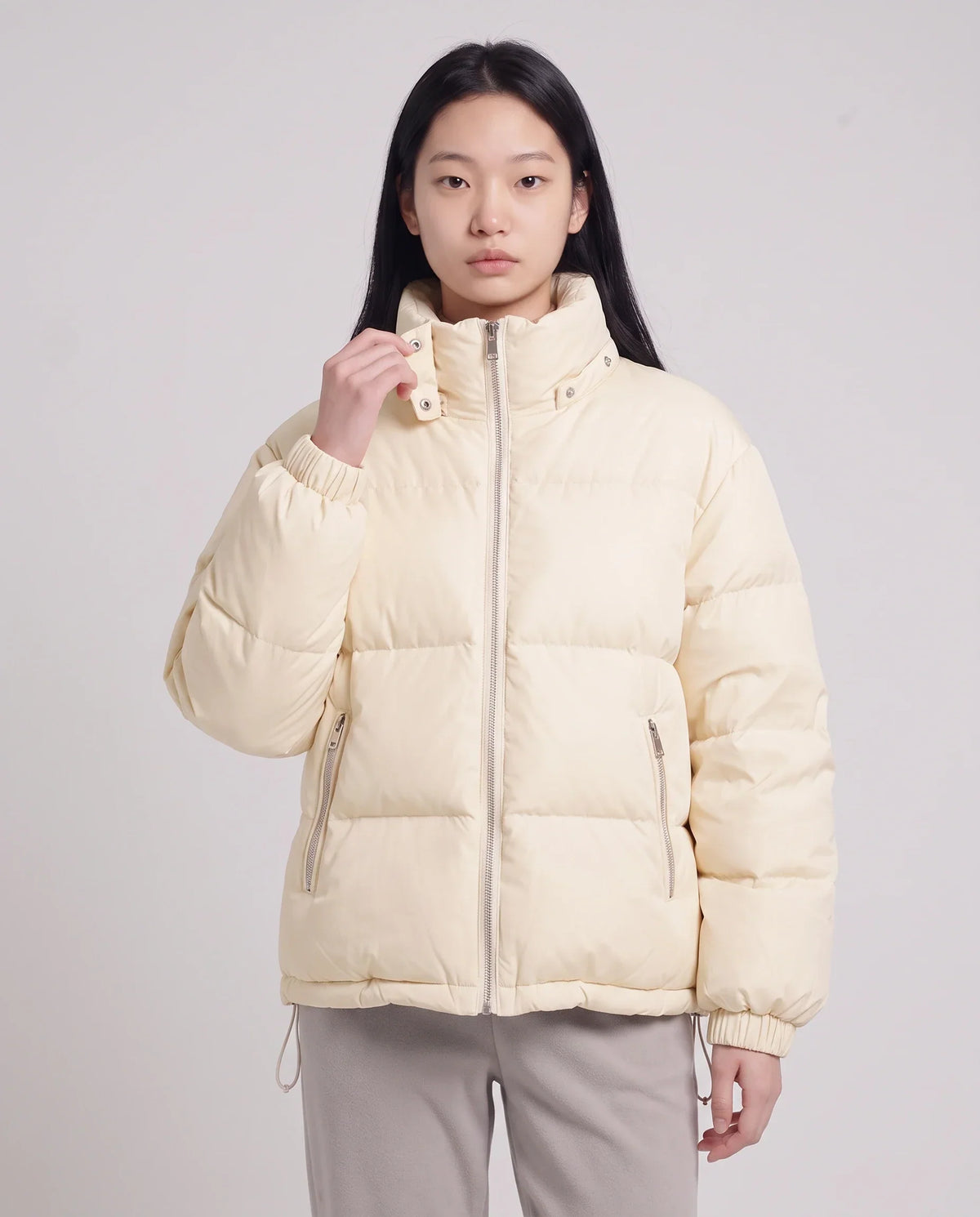 Short Oversized Puffer Jacket with Detachable Hood