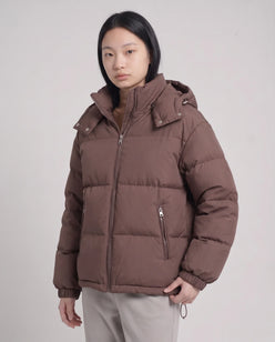 Short Oversized Puffer Jacket with Detachable Hood
