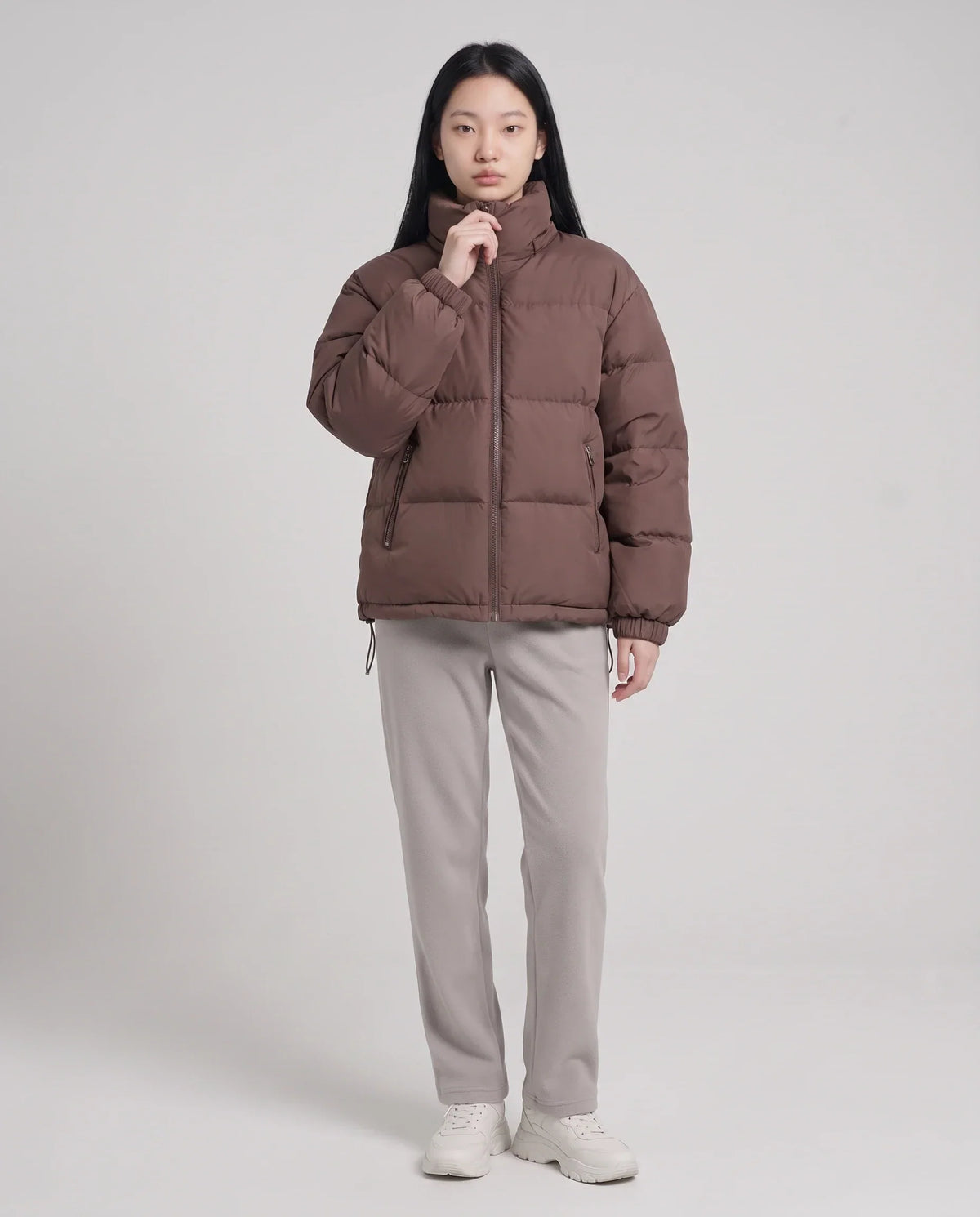 Short Oversized Puffer Jacket with Detachable Hood