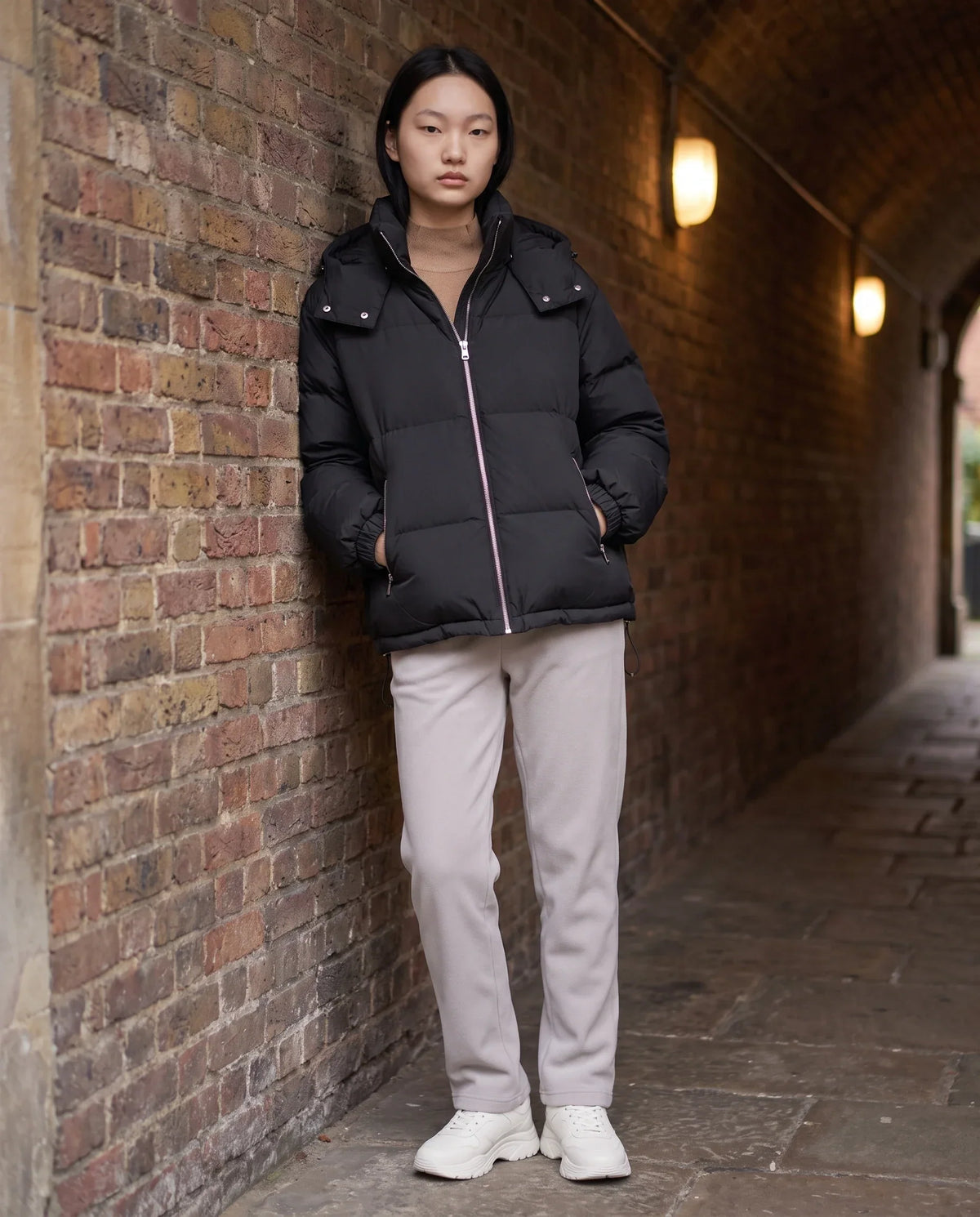 Short Oversized Puffer Jacket with Detachable Hood