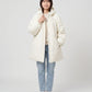 Oversized Hooded Puffer Jacket with Gathered Collar
