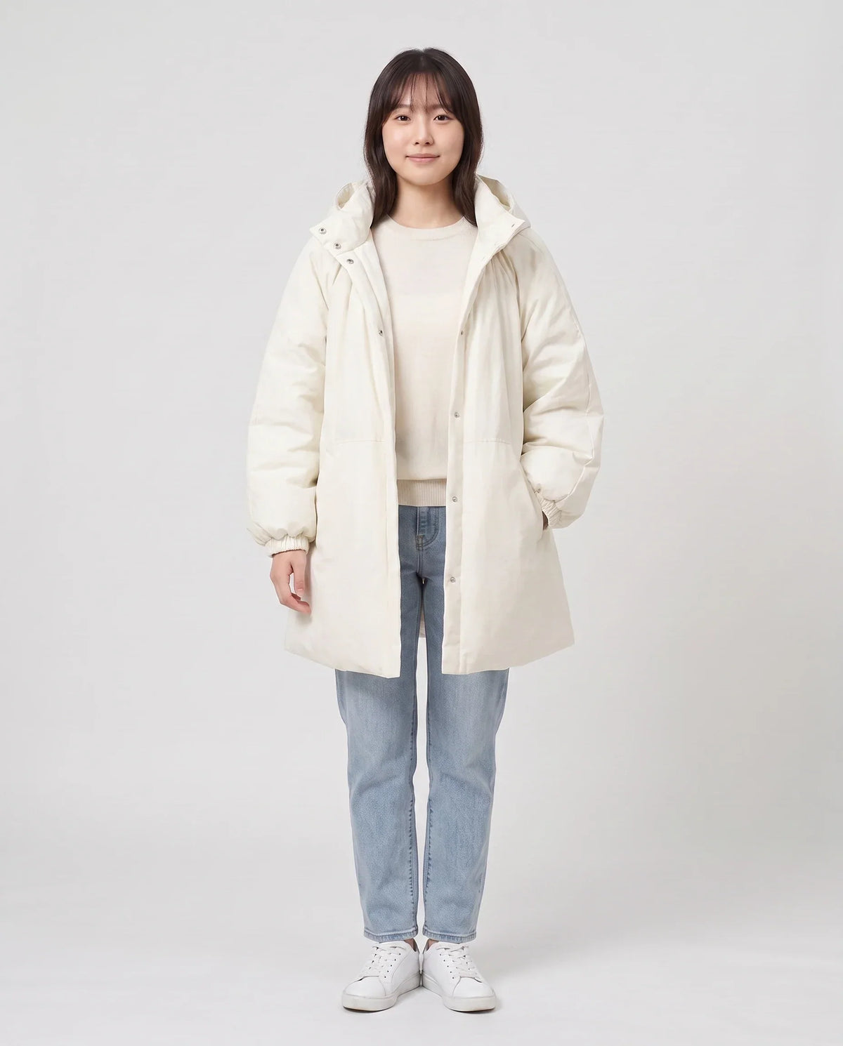 Oversized Hooded Puffer Jacket with Gathered Collar
