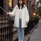 Oversized Hooded Puffer Jacket with Gathered Collar