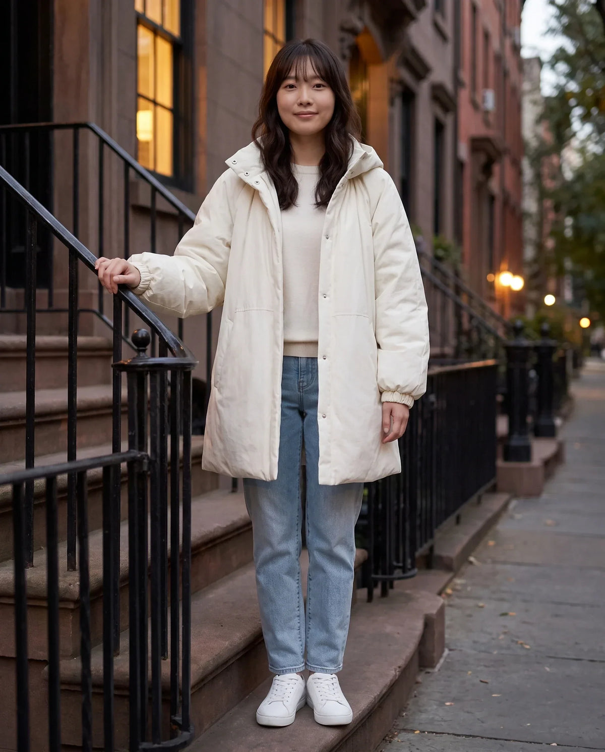 Oversized Hooded Puffer Jacket with Gathered Collar