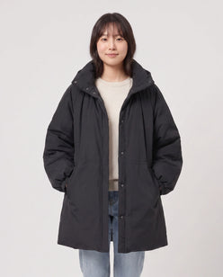 Oversized Hooded Puffer Jacket with Gathered Collar