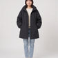 Oversized Hooded Puffer Jacket with Gathered Collar