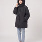 Oversized Hooded Puffer Jacket with Gathered Collar