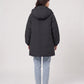Oversized Hooded Puffer Jacket with Gathered Collar