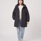 Oversized Hooded Puffer Jacket with Gathered Collar