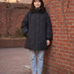 Oversized Hooded Puffer Jacket with Gathered Collar