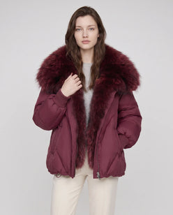 Oversized Puffer Jacket with Faux Fur Shawl Collar